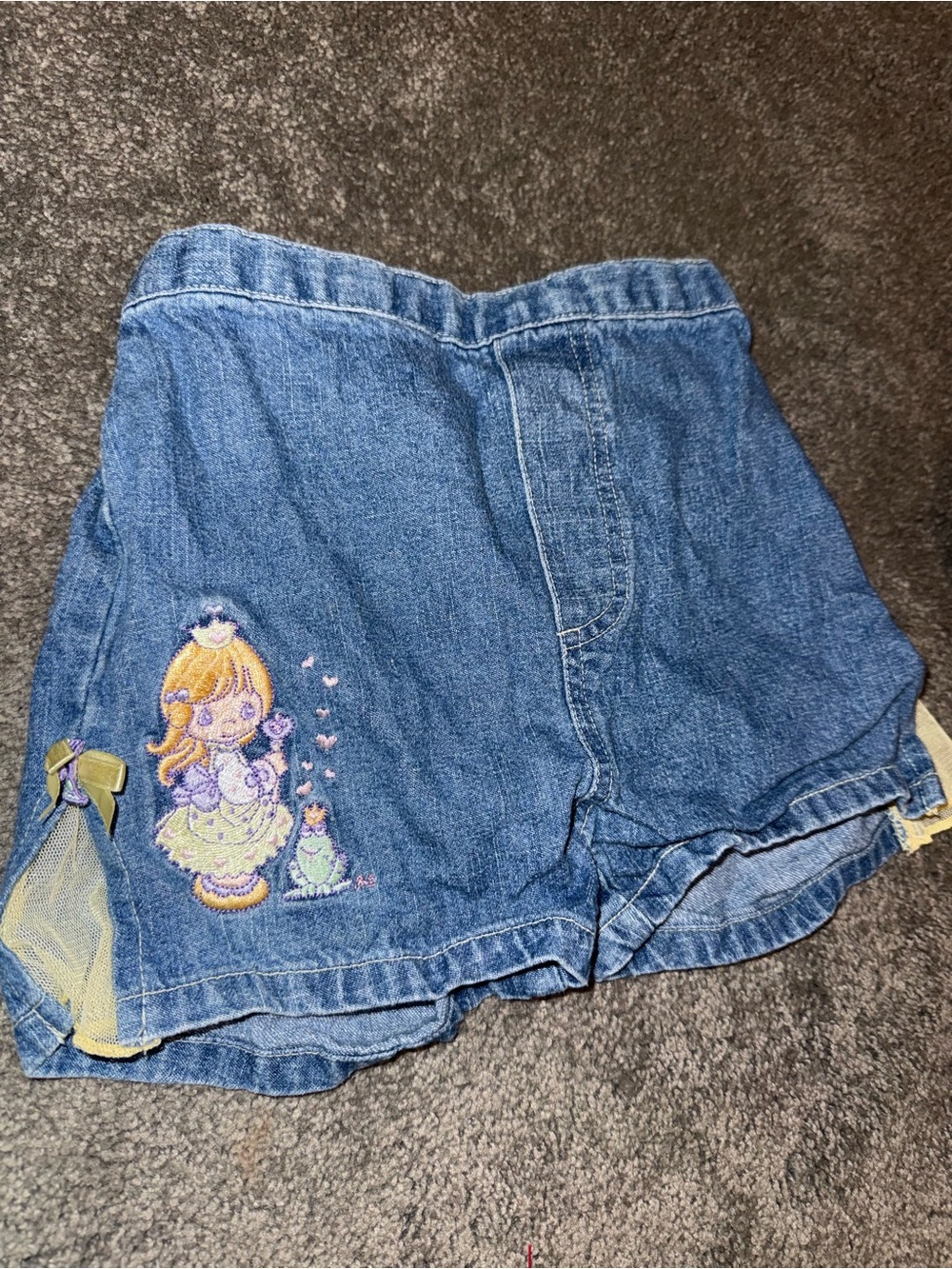 Precious Moments Blue Denim Girls' Shorts with Princess Embroidery